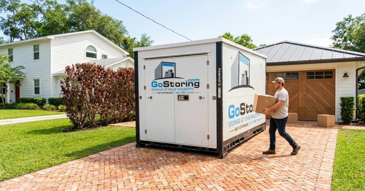Person loading a gostoring container