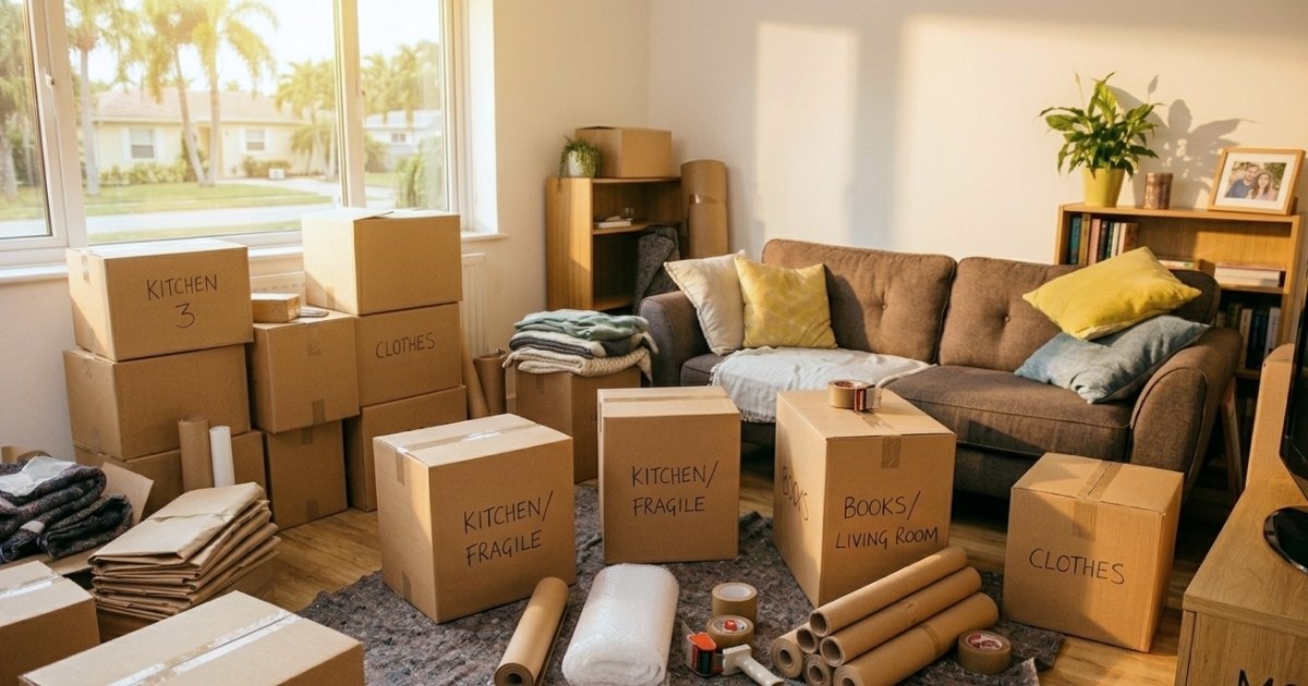 Packing materials in a florida house Packing materials in a florida house